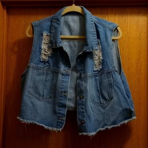 Brand new shein sleeveless denim jacket 2X